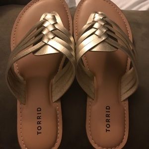 Torrid size 8 gold sandals worn one time
